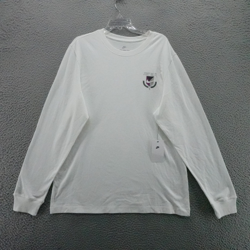 Nike Mens Just Do It Crest Graphic Long Sleeve T-Shirt White XL NEW